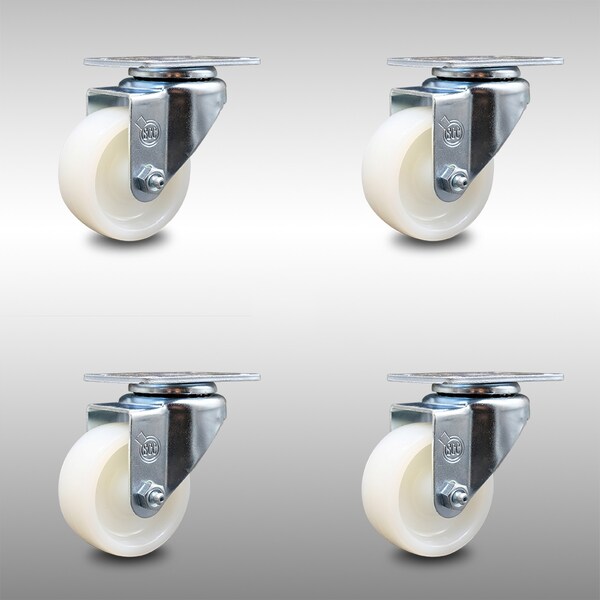 3 Inch SS Nylon Wheel Swivel Top Plate Caster Set
